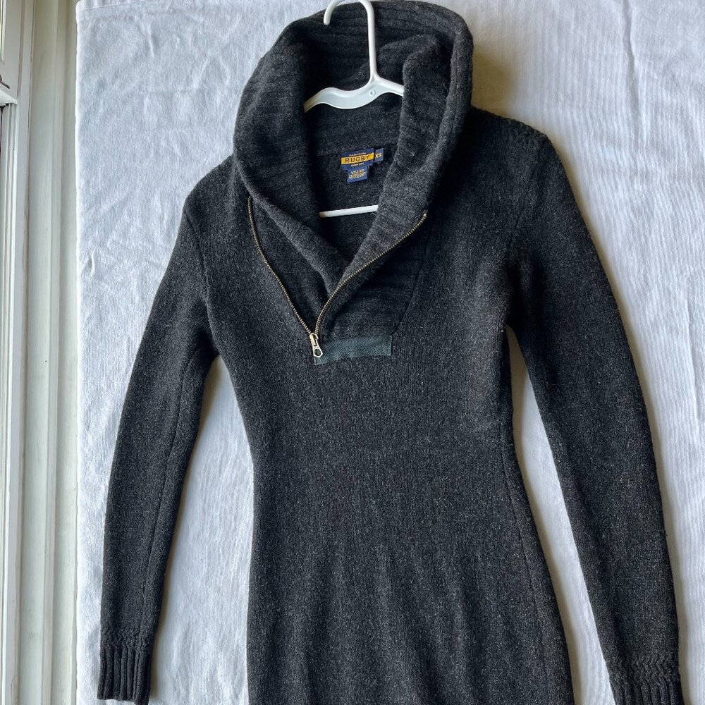 RUGBY Ralph Lauren Knit Dress Cowl Neck Zip Closure
